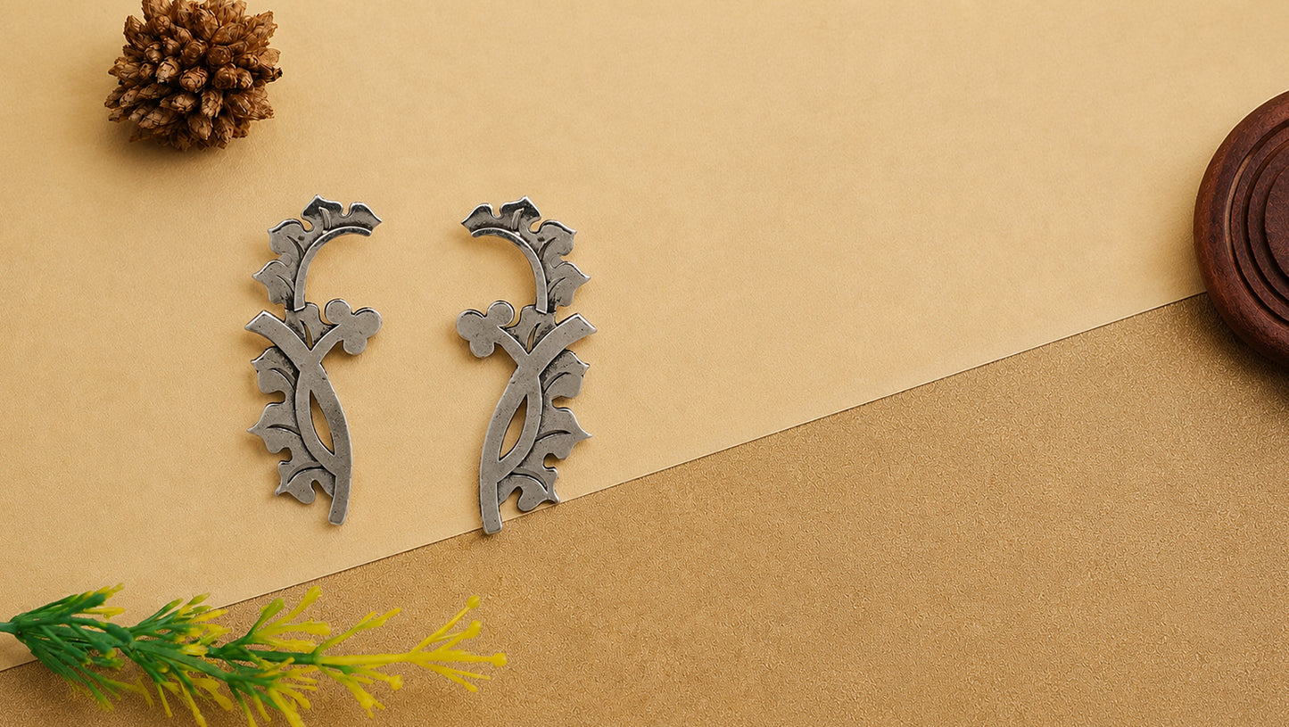Sangeeta Boochra Handcrafted Sterling Silver Botanical Hoop Earrings