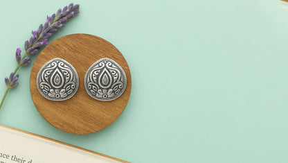 Sangeeta Boochra Artistic Silver Floral Motif Studs