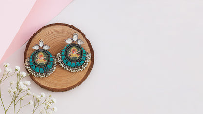 Sangeeta Boochra Handcrafted Silver Turquoise Earrings