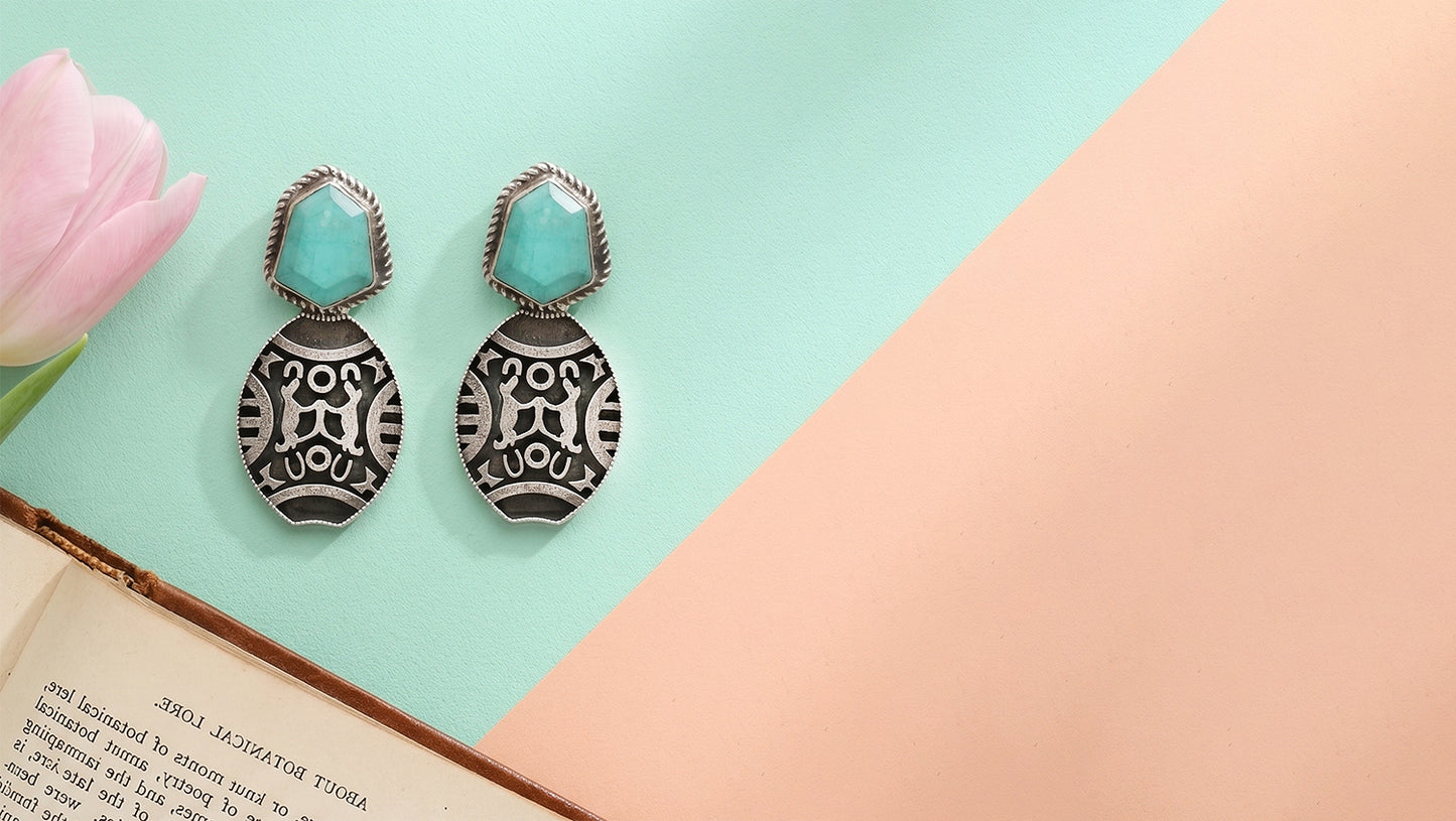 Sangeeta Boochra Handcrafted Oxidised Silver Statement Earrings