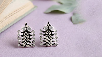Sangeeta Boochra Bohemian Silver Statement Earrings