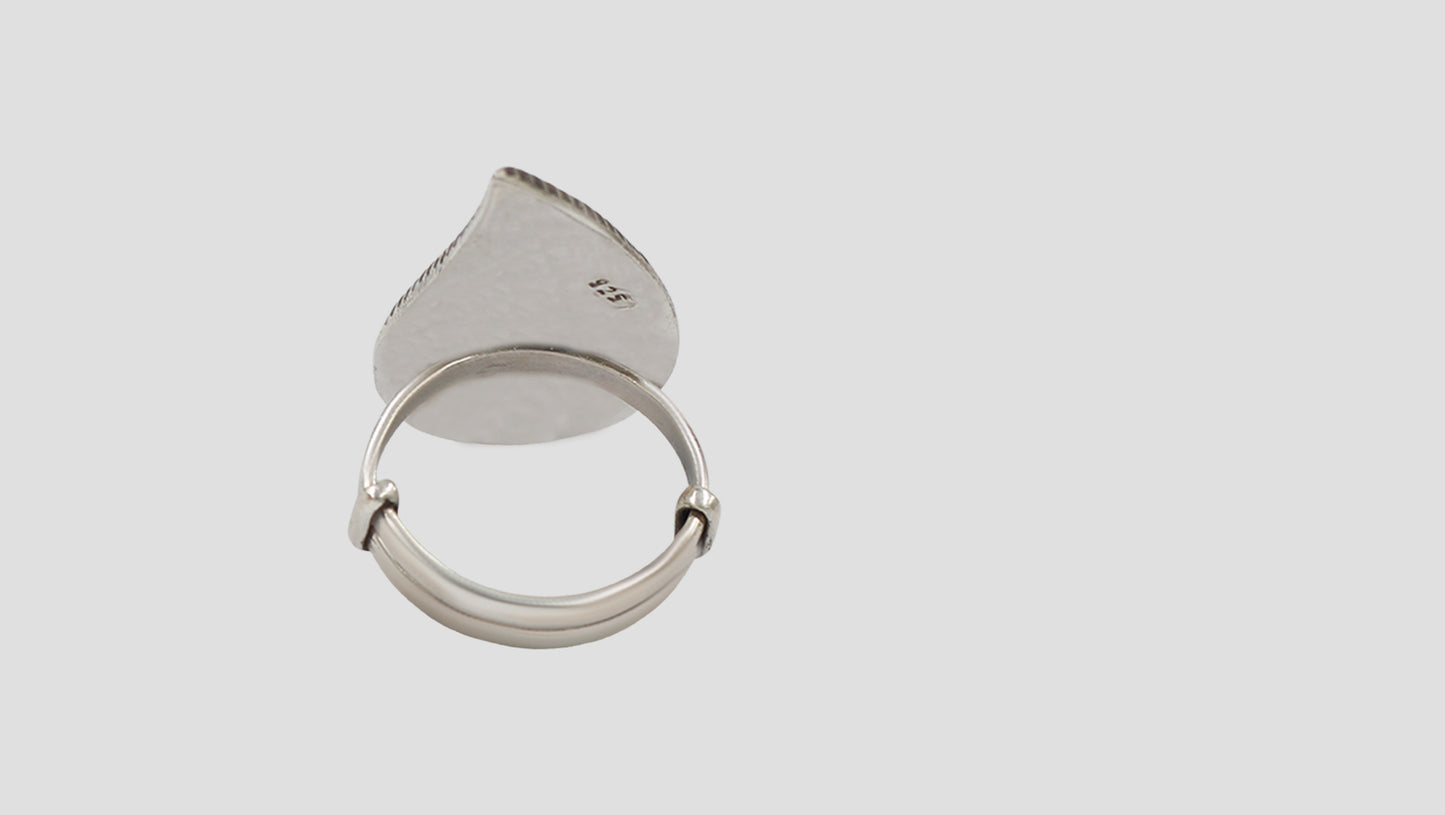 Handcrafted Oxidised Silver Floral Motif Ring by Sangeeta Boochra