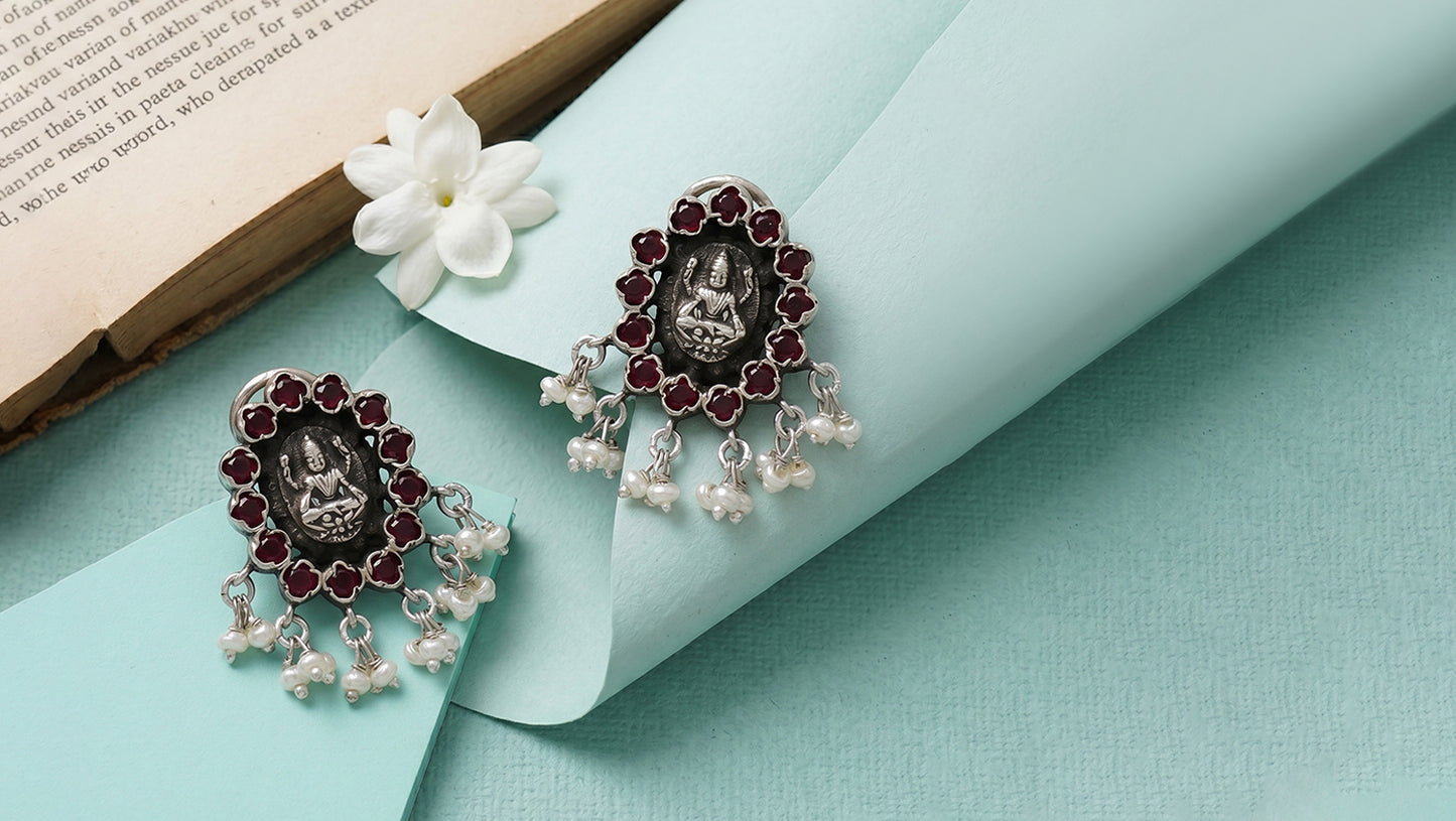 Sangeeta Boochra Artisan Silver Temple Danglers