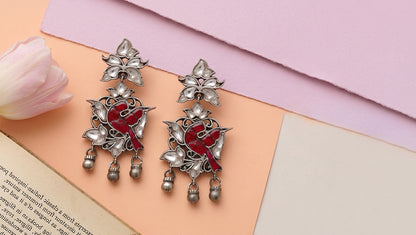 Sangeeta Boochra Traditional Kundan Silver Dangle Earrings with Ghungroo
