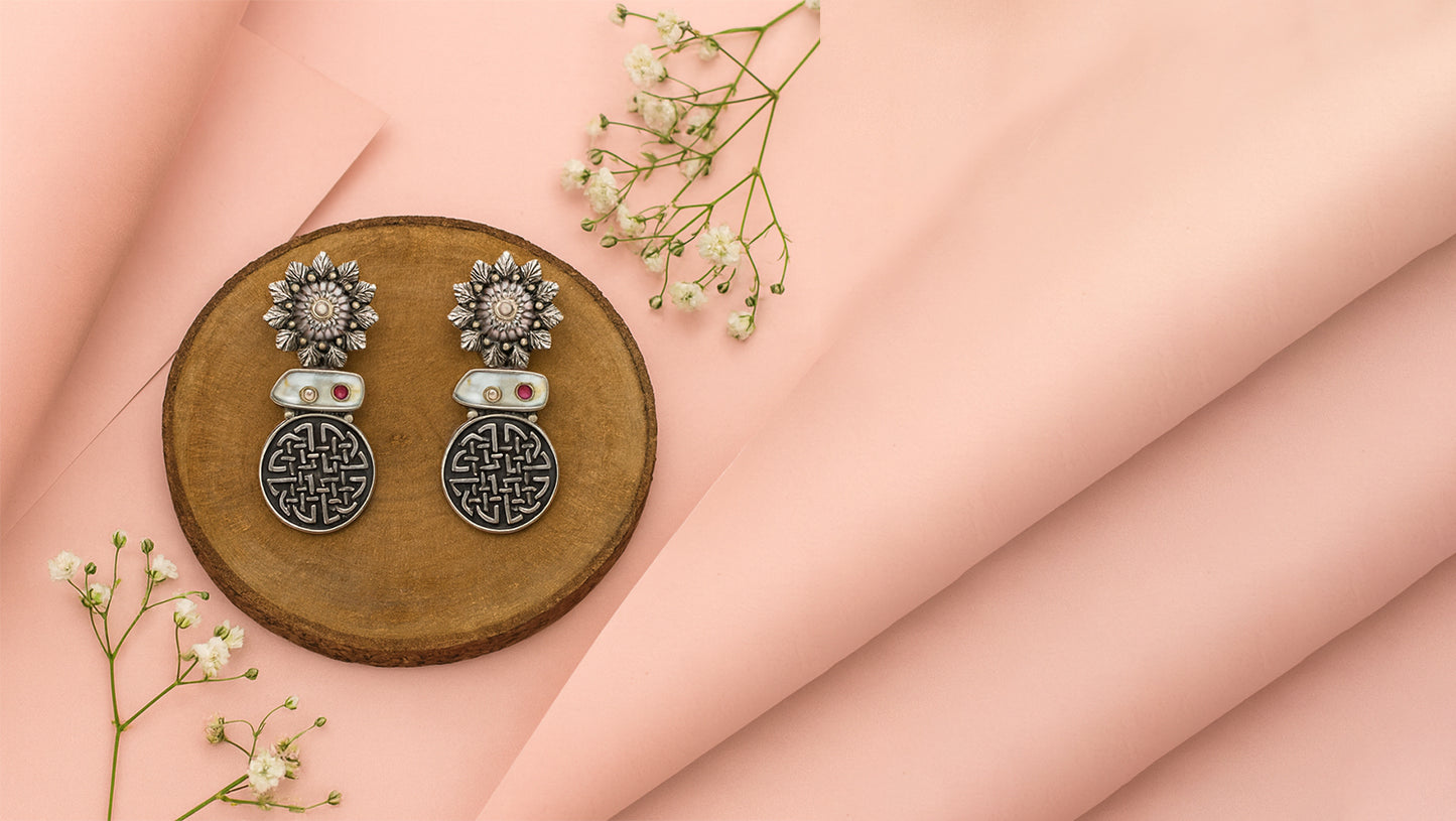 Sangeeta Boochra Handcrafted Silver Earrings