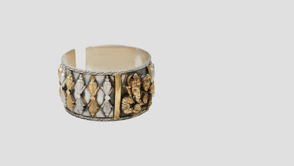 Traditional Dual-Tone Statement Cuff with Divine Motifs