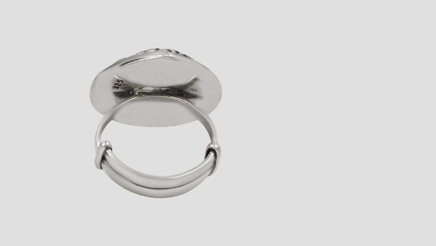 Sangeeta Boochra Artistic Oxidised Silver Ethnic Ring