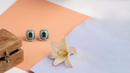 Sangeeta Boochra Regal Spark Moissanite Silver Earrings