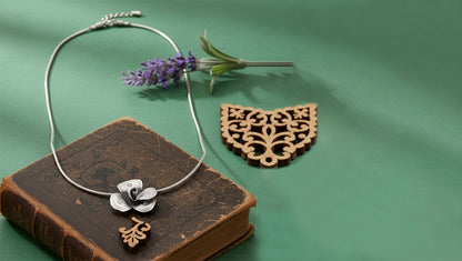 Sangeeta Boochra Elegant Oxidised Silver Spiral Bloom Pendant
