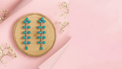 Sangeeta Boochra Silver Turquoise Long Dangle Earrings