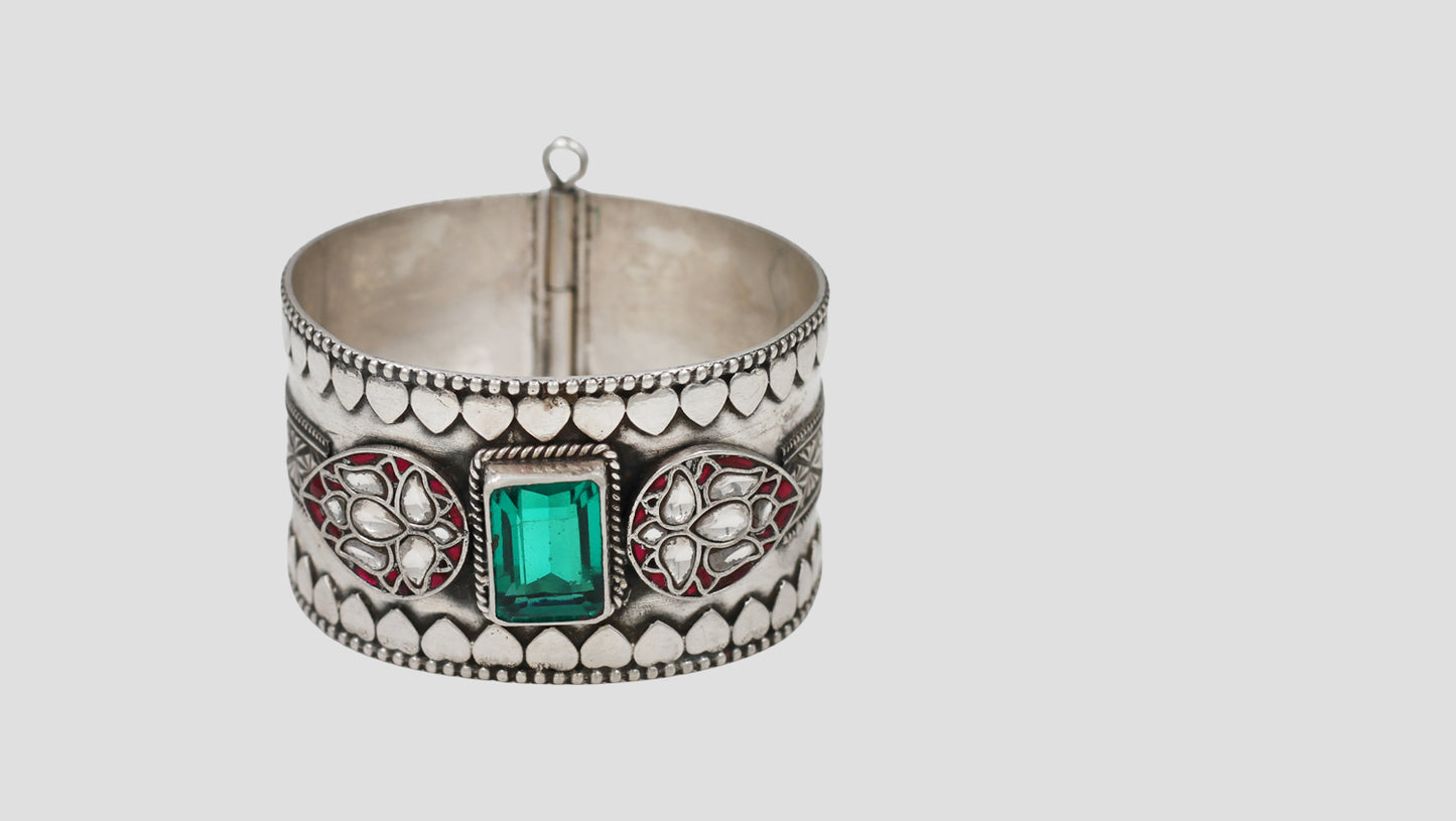 Sangeeta Boochra Bohemian Kundan Silver Bangle
