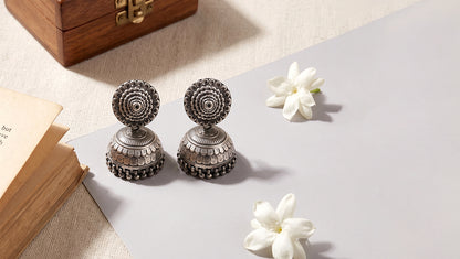 Sangeeta Boochra Statement Oxidised Jhumka Earrings