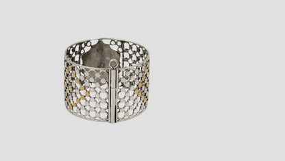Handcrafted Dual-Tone Silver Bangle with Heritage Crest | Sangeeta Boochra