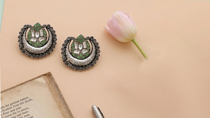 Sangeeta Boochra Handcrafted Kundan Floral Stud Earrings