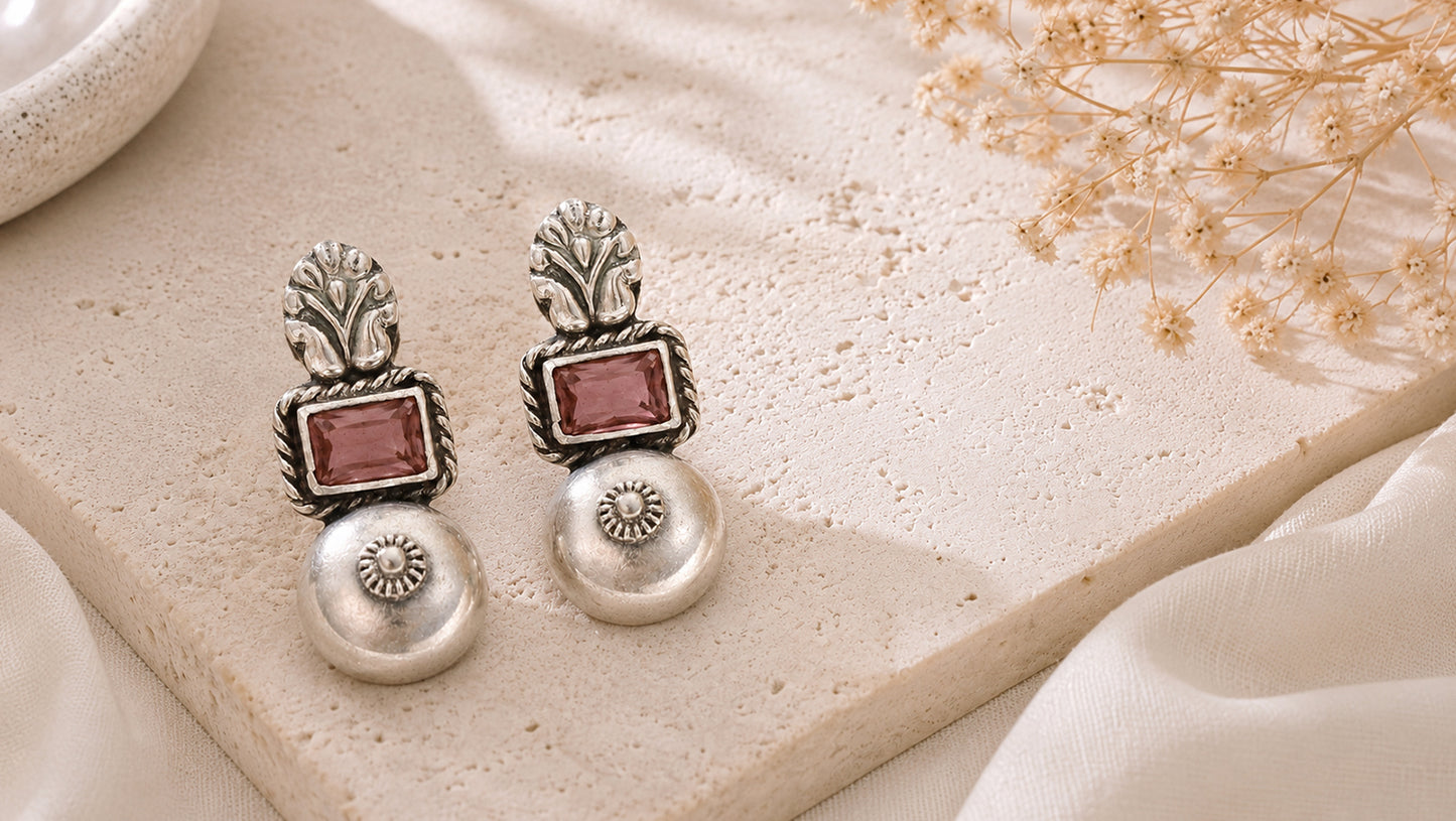 Sangeeta Boochra Signature Oxidised Silver Heritage Drop Earrings