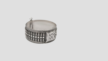 Sangeeta Boochra Handcrafted Textured Oxidised Silver Statement Bangle