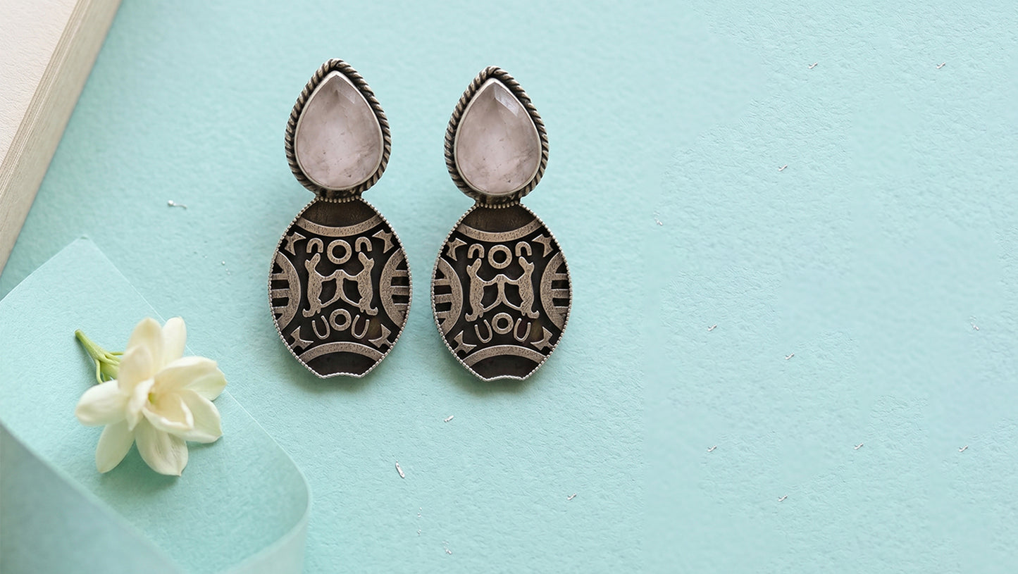 Sangeeta Boochra Ethnic Statement Silver Earrings