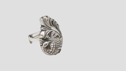 Sangeeta Boochra Heritage Peacock Motif Statement Silver Ring