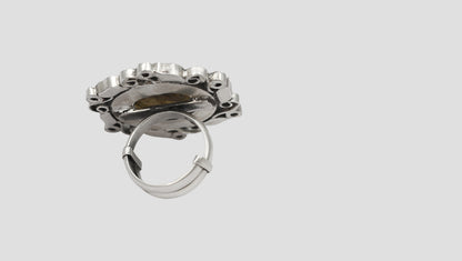 Sangeeta Boochra Mystic Labradorite Silver Statement Ring