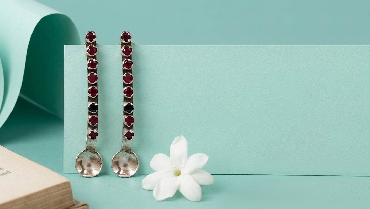 Sangeeta Boochra Artisan Ruby Accent Earrings