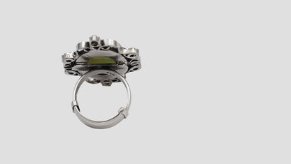 Sangeeta Boochra Handcrafted Green Stone Silver Ring