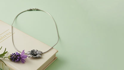 Sangeeta Boochra Oxidised Silver Textured Blossom Pendant