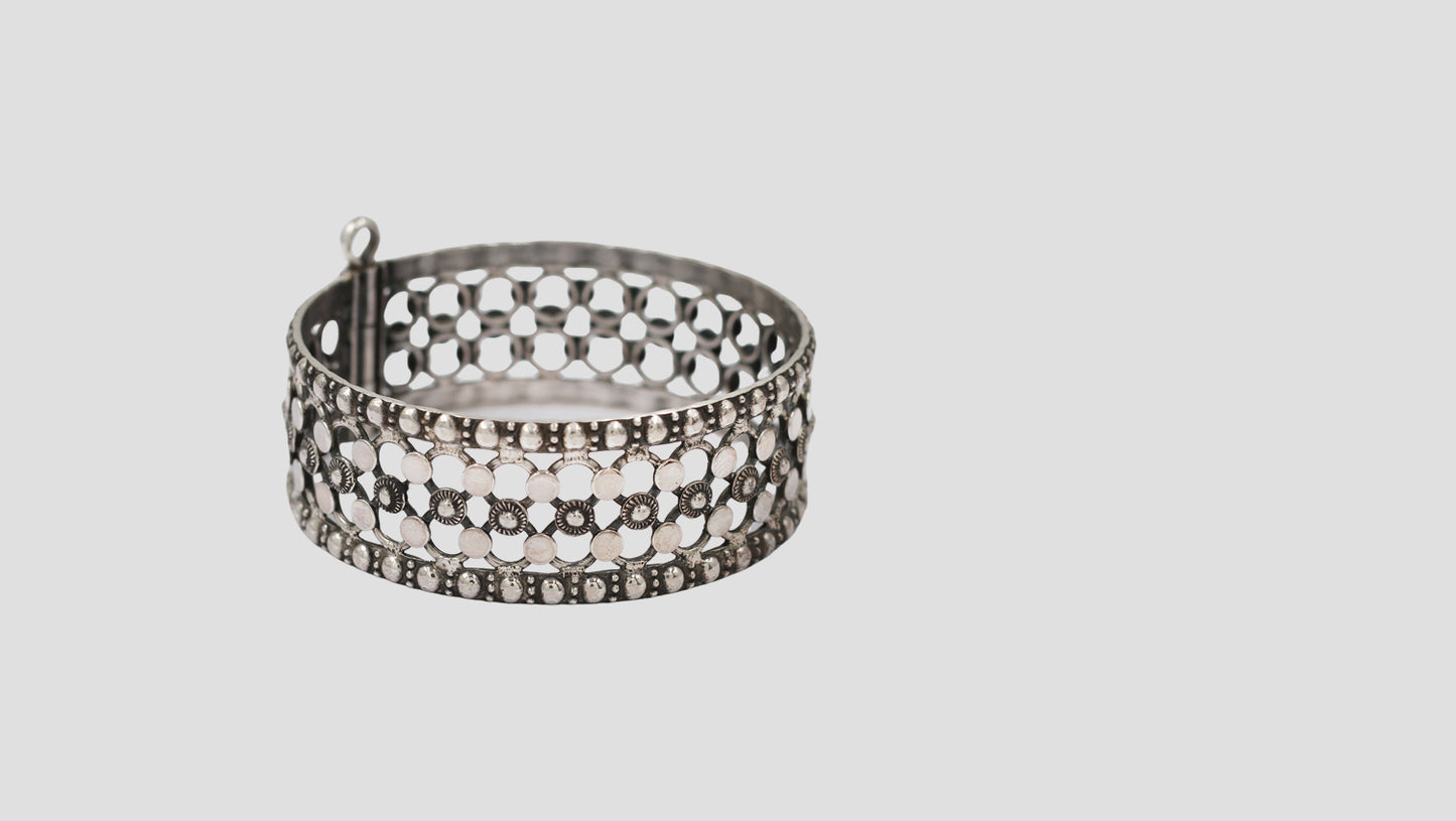 Handcrafted Oxidised Silver Statement Bangle by Sangeeta Boochra