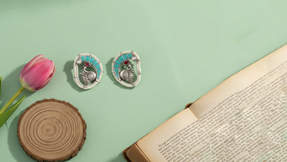 Sangeeta Boochra Traditional Peacock Motif Kundan Silver Earrings