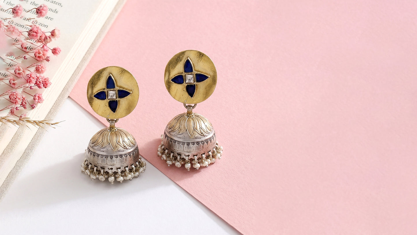 Sangeeta Boochra Traditional Dual Tone Jhumka Earrings