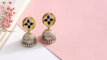 Sangeeta Boochra Traditional Dual Tone Jhumka Earrings