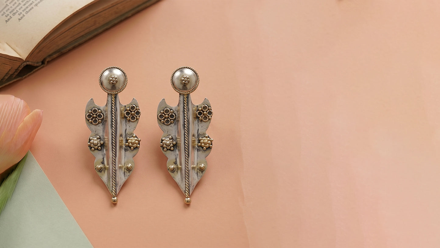 Sangeeta Boochra Handcrafted Dual Tone Statement Earrings