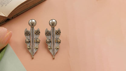 Sangeeta Boochra Handcrafted Dual Tone Statement Earrings