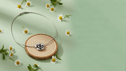 Sangeeta Boochra Classic Oxidised Silver Floral Charm Pendant