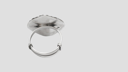 Artisan Floral Motif Oxidised Silver Ring