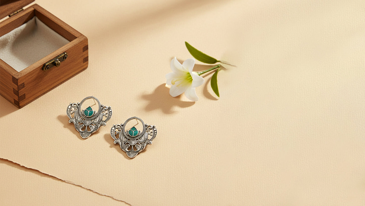 Sangeeta Boochra Heritage Kundan Silver Statement Studs