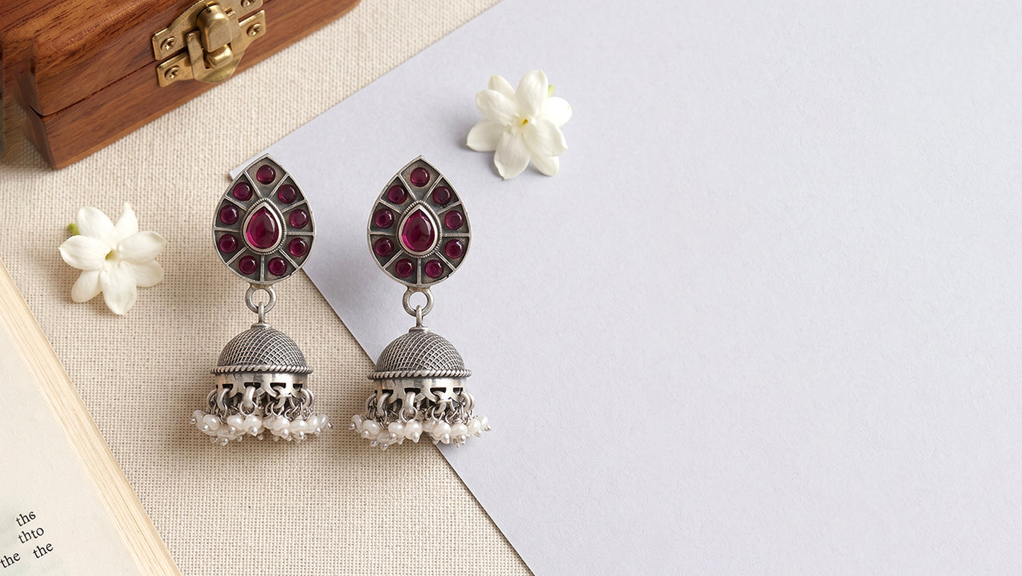 Sangeeta Boochra Traditional Kundan Silver Dangler Earrings