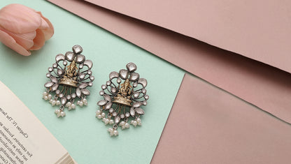 Sangeeta Boochra Artisan Dual-Plated Silver Earrings with Ganesha Motif