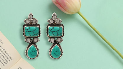 Sangeeta Boochra Ethnic Turquoise Stone Statement Earrings
