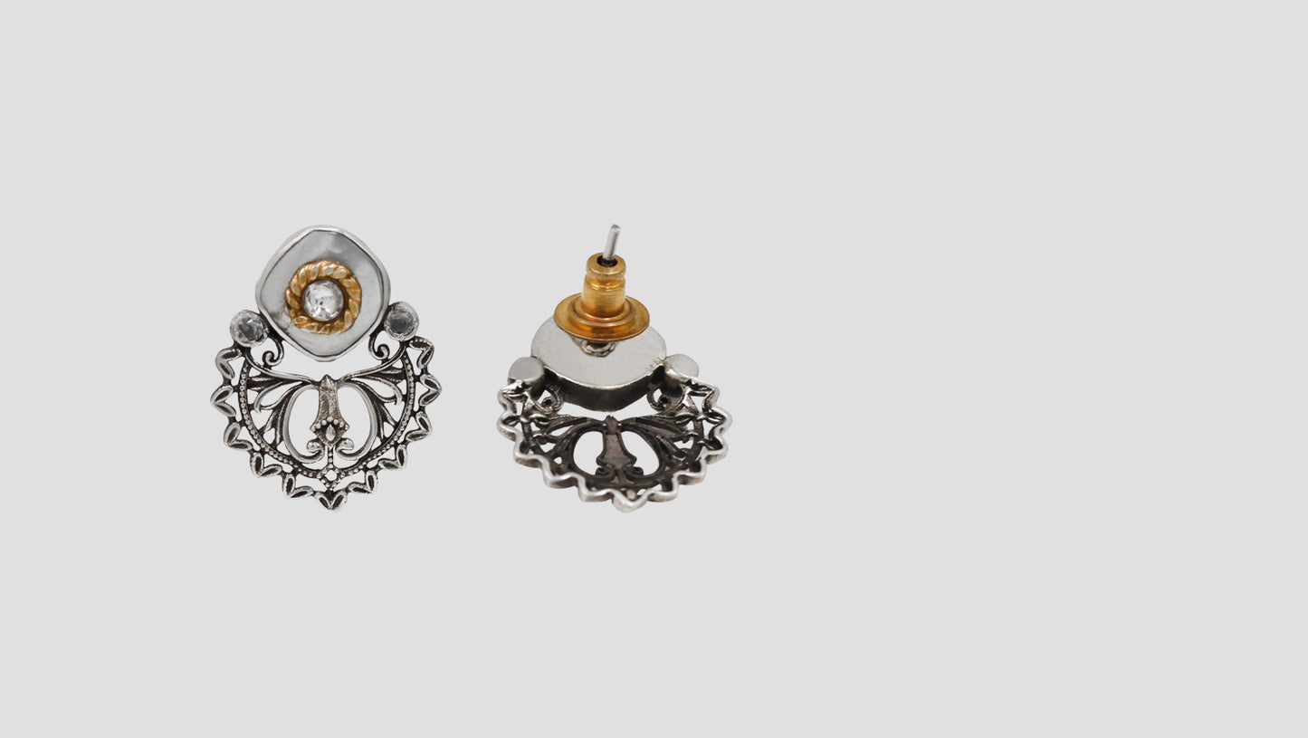Elegant Tribal Silver Statement Earrings by Sangeeta Boochra