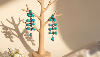 Handcrafted Turquoise Stone Dangle Earrings by Sangeeta Boochra