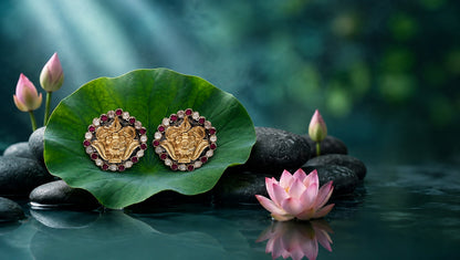 Sangeeta Boochra Dual-Plated Sterling Silver Floral Stud Earrings with Ruby & White Stones