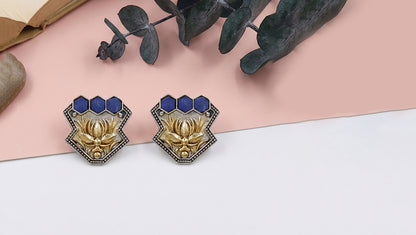 Sangeeta Boochra Lapis Bloom Dual Plated Earrings
