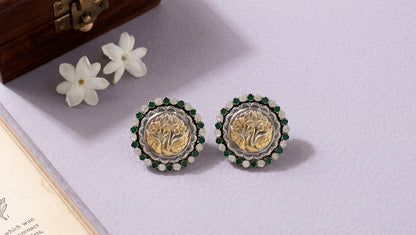 Sangeeta Boochra Handcrafted Floral Silver Stud