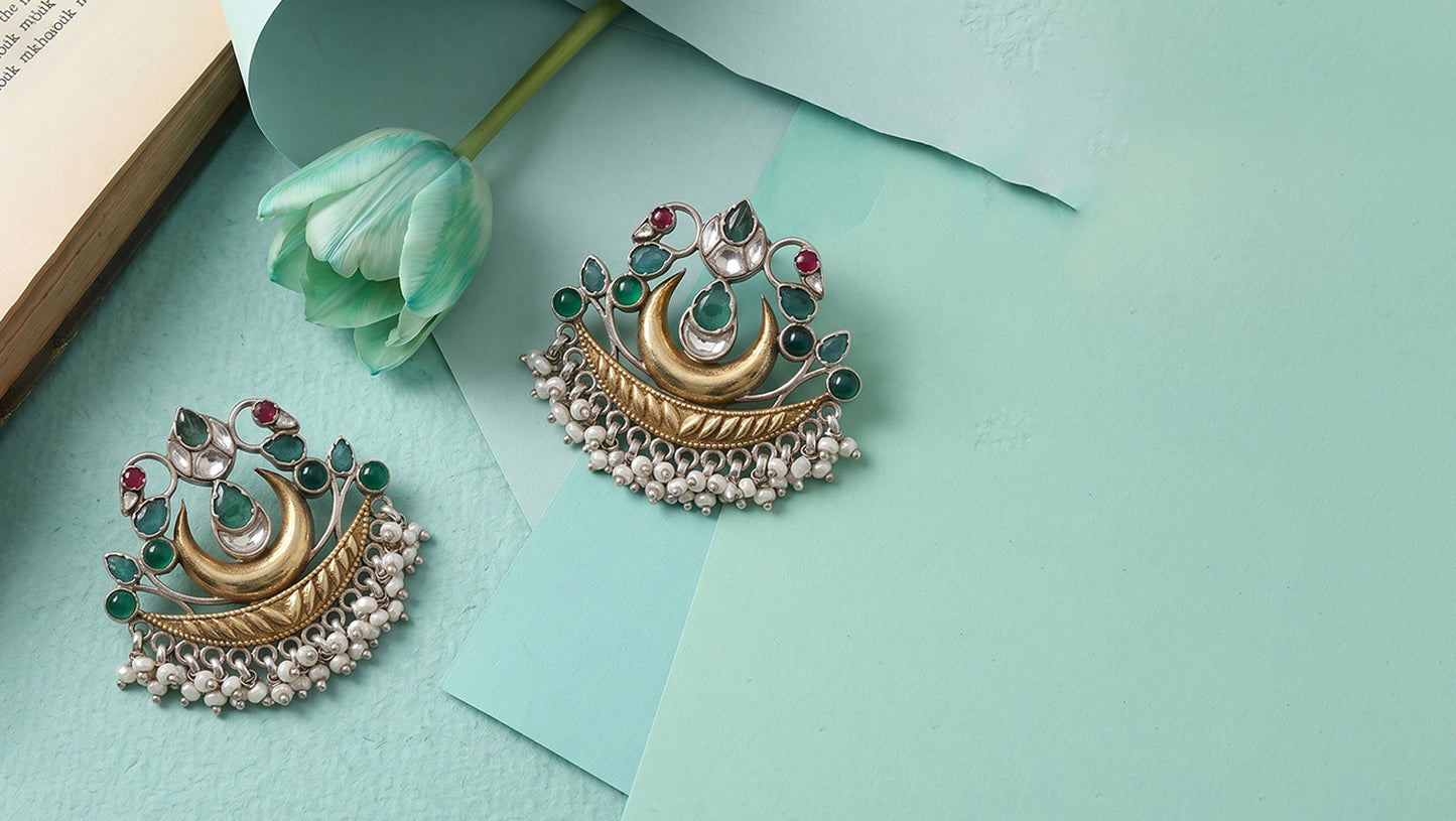 Sangeeta Boochra Royal Dual Tone Tribal Earrings