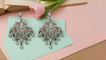 Sangeeta Boochra Heritage Peacock Kundan Statement Earrings