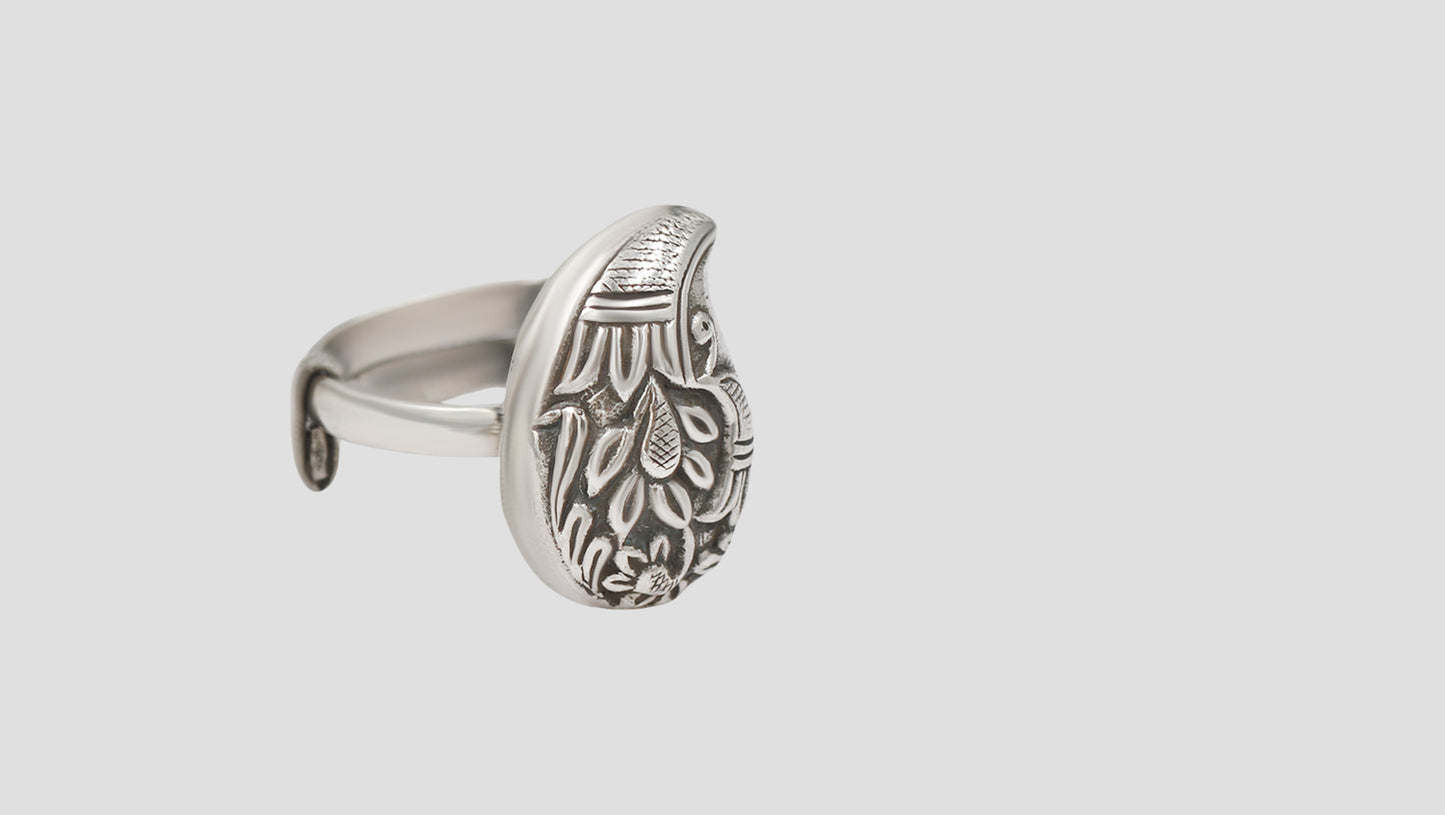 Sangeeta Boochra Ethnic Bohemian Floral Silver Ring