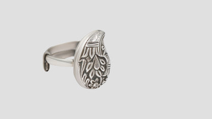 Sangeeta Boochra Ethnic Bohemian Floral Silver Ring