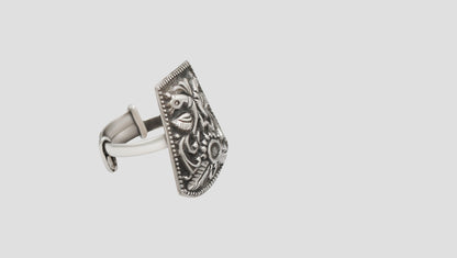 Royal Peacock Motif Silver Ring by Sangeeta Boochra