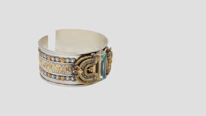 Heritage-Inspired Dual-Tone Silver Hand Cuff