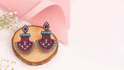 Handcrafted Antique-Finish Silver Earrings with Kundan Detailing by Sangeeta Boochra